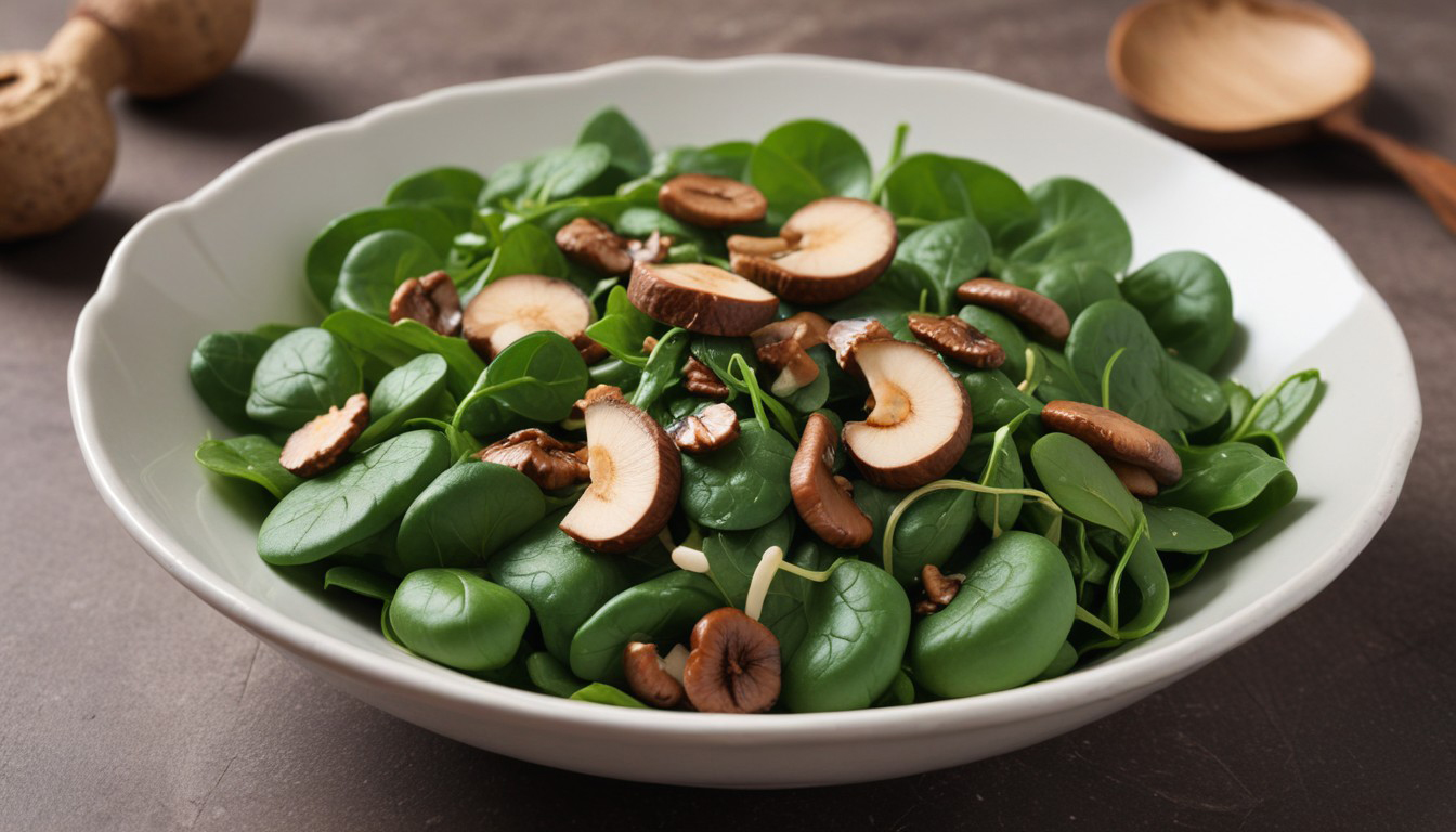 Przepis na sałatkę z shiitake i szpinakiem